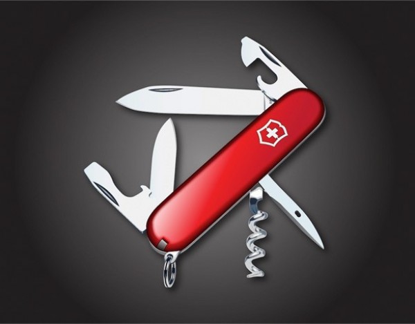 Realistic Red Swiss Army Knife Vector Graphic web vector unique ui elements tool swiss army knife stylish red quality original opener open swiss army knife new knife interface illustrator high quality hi-res HD graphic fresh free download free elements download detailed design creative cork screw blades ai   