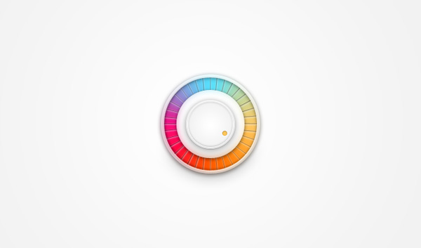 Flashy Rainbow Volume Knob PSD white web volume knob unique ui elements ui stylish round rainbow quality psd original new modern knob interface hi-res HD fresh free download free elements download detailed design creative control knob colorful clean   