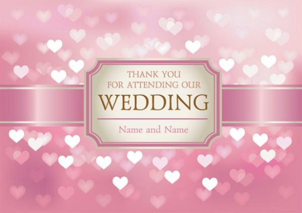 Heart Studded Wedding Thank You Cards wedding thank you card wedding web vector unique thank you stylish ribbons quality original new label illustrator high quality hearts graphic fresh free download free download design creative card   