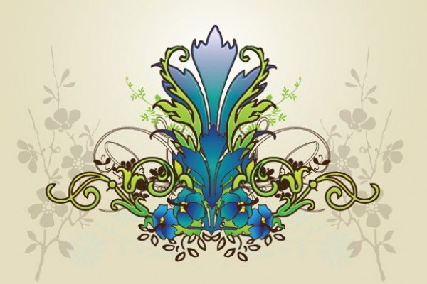 Pretty Blue Floral Vector Background web vector unique ui elements stylish quality original new interface illustrator high quality hi-res HD green graphic fresh free download free flower floral elements download detailed design creative blue background ai   