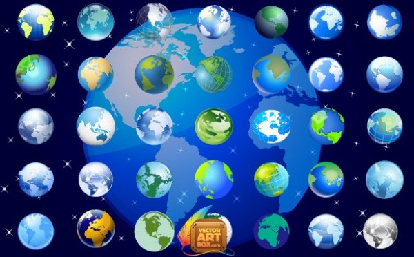 35 Planet Earth Globes Continents Vector Set web vector unique ui elements stylish quality planet original new interface illustrator high quality hi-res HD graphic globe fresh free download free elements earth download detailed design creative continents   