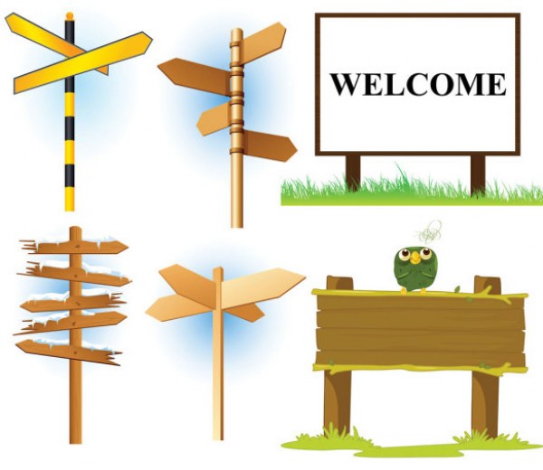 5 Vector Signpost Pack vector twitter simple signs signposts resources psd photoshop owl free vectors free vector free country side clean bulletin boards board billboards arrow   