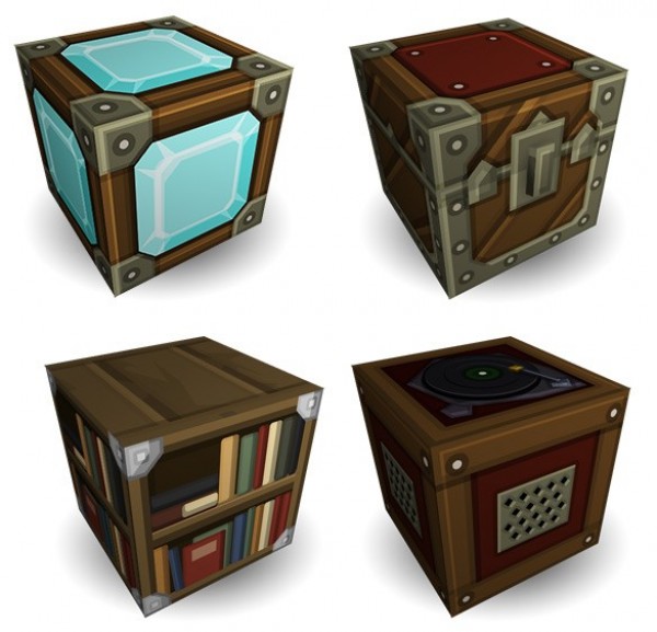 11 Creative Cube Chest Boxes Set PNG web unique ui elements ui treasure chest stylish record player quality original new modern interface hi-res HD fresh free download free elements download detailed design cube creative clean chest boxes box   