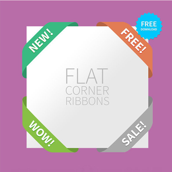 4 Silky Web UI Flat Corner Ribbons Set ui elements ui set sale free download free flat corner ribbons flat feature corner ribbons   