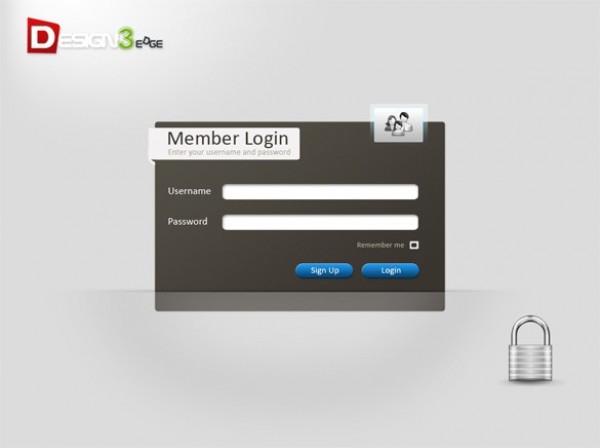 Member Login Form with 2 Buttons PSD web username unique ui elements ui stylish simple signup form quality profile password original new modern login form interface hi-res HD fresh free download free elements download detailed design creative clean box   