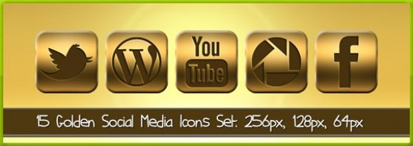 15 Glossy Gold Social Media Icons Set PNG web unique ui elements ui stylish social set quality png original new networking modern media interface icons hi-res HD golden gold glossy fresh free download free elements download detailed design deluxe creative clean brown bookmarking   