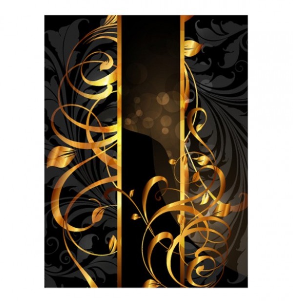 Lovely Gold Leaf Scroll Vector Background web vector unique stylish ribbons gold quality original illustrator high quality graphic golden ribbons gold fresh free download free exquisite download design creative background   