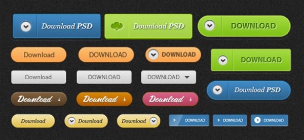 20 Delicious Download Buttons Pack PSD web unique ui elements ui stylish set quality psd pack original new modern interface hover hi-res HD fresh free download free elements download buttons download detailed design creative colorful clean buttons blue active   