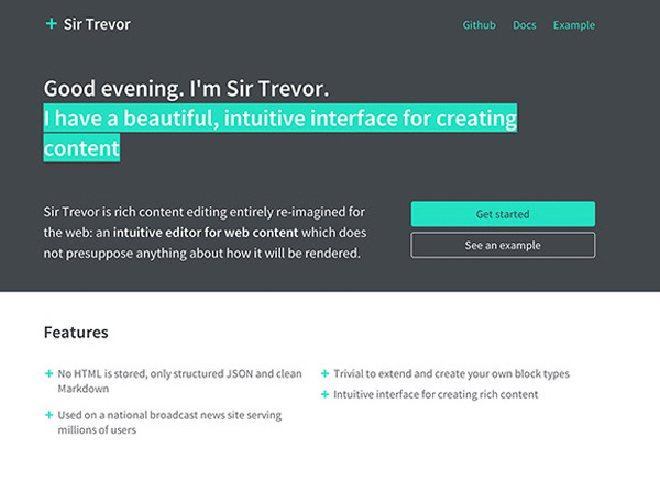 Sir Trevor JS Inline Editor web editor ui elements sir trevor js inline editor js javascript inline editor free download free editor download   