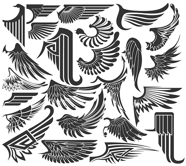 Mixed Styles of  Vector Wings wings vector wings vector tribal set logo heraldry free download free birds abstract wings   