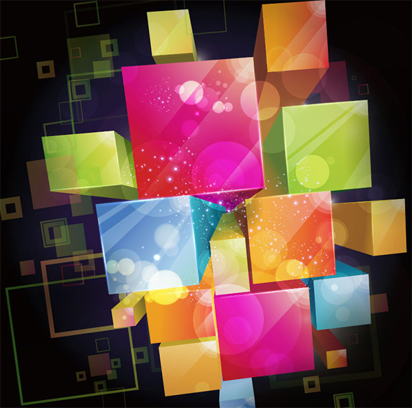 Colorful Cubes and Squares Abstract Background vector squares free download free dark cubes colorful background abstract 3d   