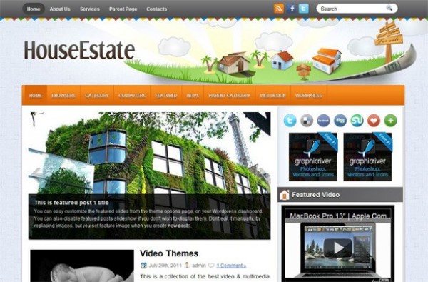House Estate WP Wordpress Business Theme Website wp wordpress website web unique travel blof theme stylish quality php personal blog original news site new modern hi-res HD fresh free download free download design creative clean   