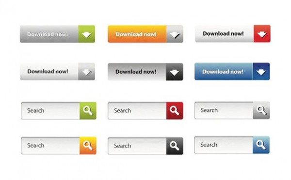 12 Smooth Download/Search Buttons Vector Set web vector unique ui elements stylish set search button quality original new interface illustrator high quality hi-res HD graphic fresh free download free elements download button download detailed design creative call to action button   