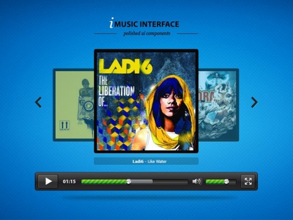 Amazing Polished Web UI Music Player PSD web unique ui elements ui stylish slider quality psd player original new music player mp3 modern interface hi-res HD fresh free download free elements download detailed design creative clean audio album slider album   