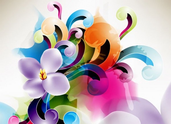 Luscious Colors Floral Abstract Vector Background web vector unique stylish quality purple original orange illustrator high quality graphic fresh free download free floral download design creative colors colorful blue background abstract   