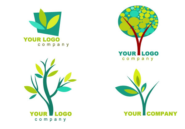 4 Simple Nature Trees Logotypes Set vector tree set organic nature logotypes logos logo leaves free download free ecology eco friendly abstract   
