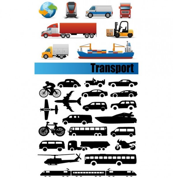 Transport Vehicle Icons & Silhouettes Pack web vehicle vector van unique ui elements truck transport train stylish silhouette ship quality plane pack original new jet interface illustrator icons high quality hi-res helicopter HD graphic globe fresh free download free forklift elements download detailed design creative car bus bicycle barge   