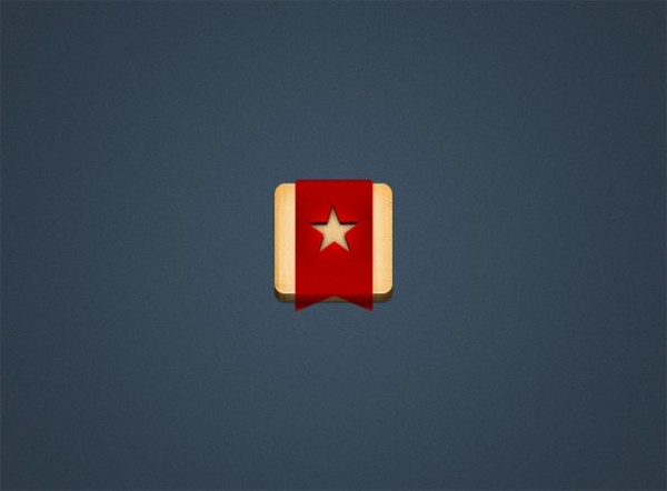 Wooden App Icon with Red Star Ribbon PSD wooden icon web unique ui elements ui stylish star red ribbon quality psd original new modern interface icon hi-res HD fresh free download free elements download detailed design creative clean app icon 3d   