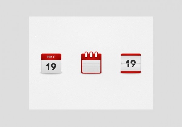 3 Red & White Date Icons Set PSD white web unique ui elements ui stylish simple red quality original new month modern interface icon hi-res HD fresh free download free flipdown elements download detailed design day date icon date creative clean   