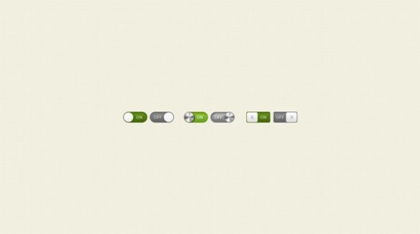 3 Toggle Style Web UI On Off Switches Set PSD web unique ui elements ui toggle switches switch stylish set quality psd original on/off on off new modern interface hi-res HD grey green fresh free download free elements download detailed design creative clean   