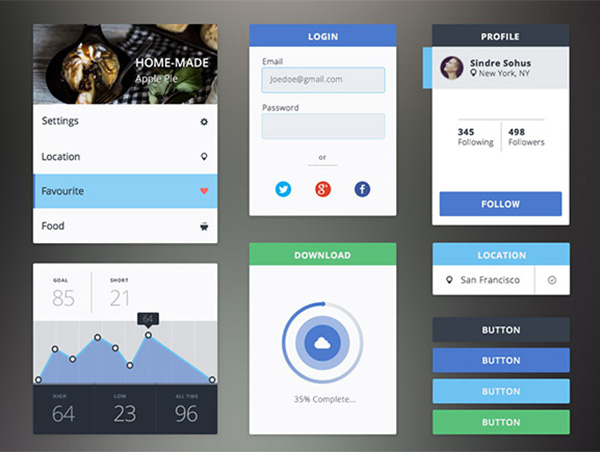 Minimal Web Ui Elements Kit ui set ui kit ui elements ui settings widget set profile metro login kit graph free download free flat download widget buttons   