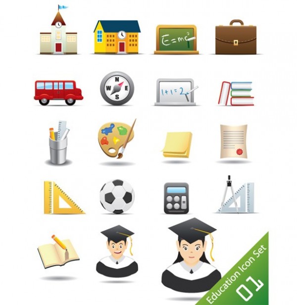 19 Education School Related Vector Icons Set web vector unique ui elements stylish sports set school quality original new math interface illustrator icons icon high quality hi-res HD graphic graduation fresh free download free elements education download detailed design creative bus books blackboard art   