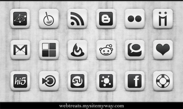 108 Matte White Square Social Icons PSD white web unique stylish social icons social set rounded quality psd pack original new networking modern media icons fresh free download free download design creative bookmarking black   