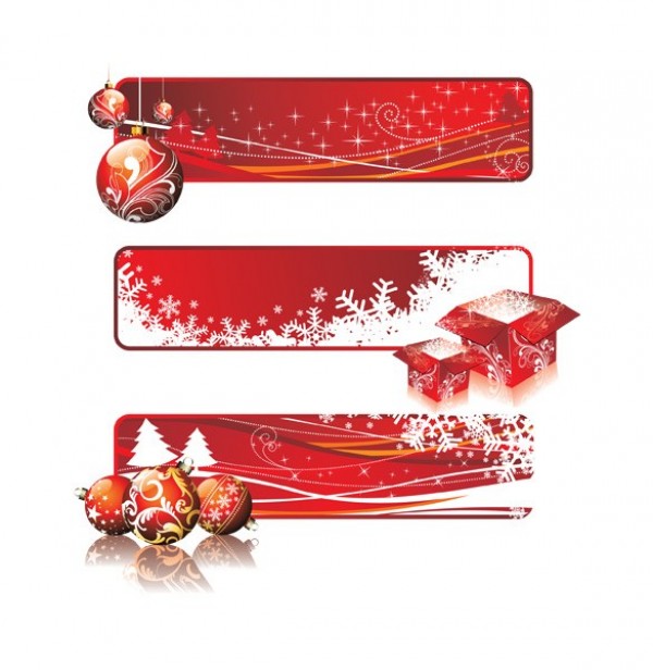 3 Red Christmas Snowflake Vector Banners web vector unique ui elements stylish snowflake red quality ornaments original new interface illustrator high quality hi-res HD graphic fresh free download free elements download detailed design creative christmas banner christmas banners background abstract   