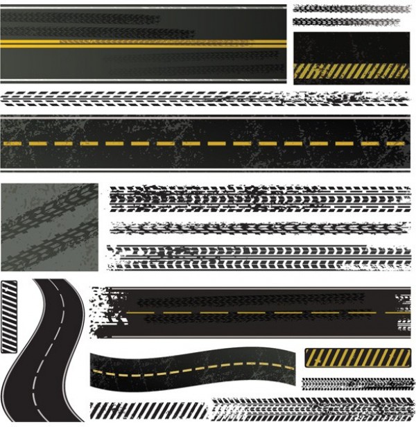 Road Highway Tire Tracks Vector Graphics web vector unique tread mark tires tire track stylish street skid mark road quality original new lane illustrator highway high quality graphic fresh free download free download design creative   