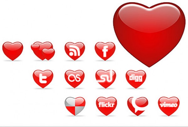 Shiny Social Media Valentine's Day Icons vectors vector graphic vector valentines valentine's day unique twitter social rss red quality photoshop pack original modern media illustrator illustration icons high quality heart fresh free vectors free download free facebook download DIGG day creative ai   