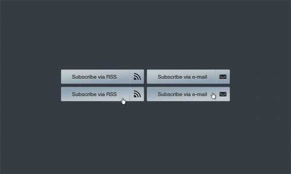 Metallic Subscribe via RSS or Mail Buttons Set web unique ui elements ui subscribe rss button subscribe mail button subscribe stylish states set rss quality original new modern metallic mail interface hi-res HD fresh free download free elements download detailed design creative clean buttons   