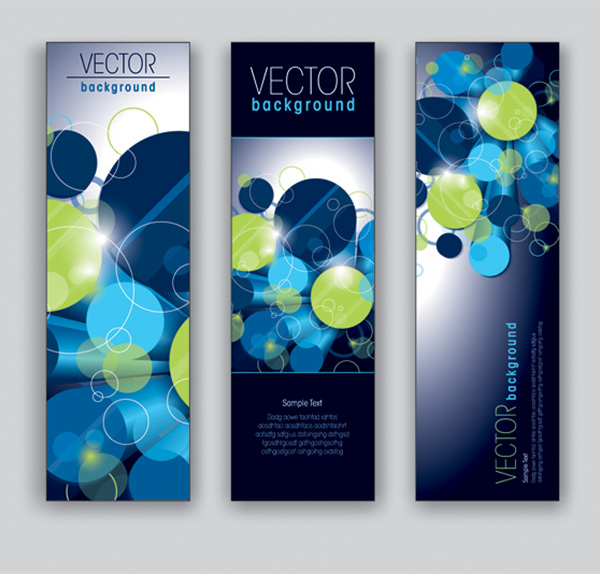 3 Blue Green Abstract Circle Banners Vector Set vertical vector green free download free circles bold blue banners abstract   