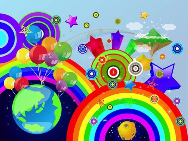 Celebration of Color Abstract Background web vector unique ui elements stylish stars rainbow quality outer space original new interface illustrator high quality hi-res HD graphic globe fresh free download free exciting elements download detailed design creative colors colorful circles celebration balloons background ai abstract   