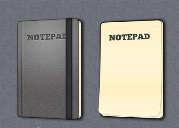 2 Notepad & Bound Notebook Icons Set PSD web unique ui elements ui stylish quality psd paper original notes notepad notebook new modern loose leaf leather notebook leather interface hi-res HD fresh free download free elements download detailed design creative clean bound book   