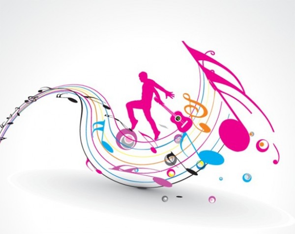 Musical Notes Dancing Man Abstract Background web wavy waves vector unique ui elements stylish staff quality original notes new musical notes musical background musical music staff music interface illustrator high quality hi-res HD guitar graphic fresh free download free eps elements download detailed design dancing silhouette dancing creative background   