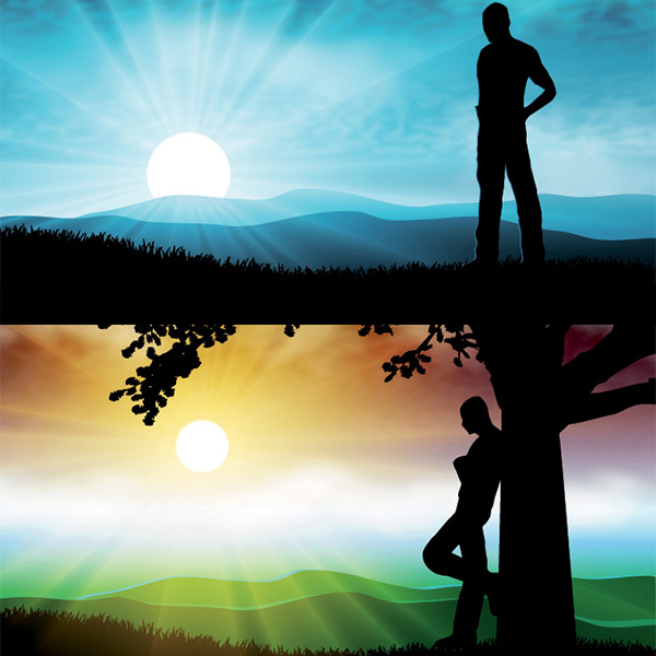 2 Sunset Silhouette Landscape Backgrounds vector tree sunset silhouette Person man landscape free download free background   