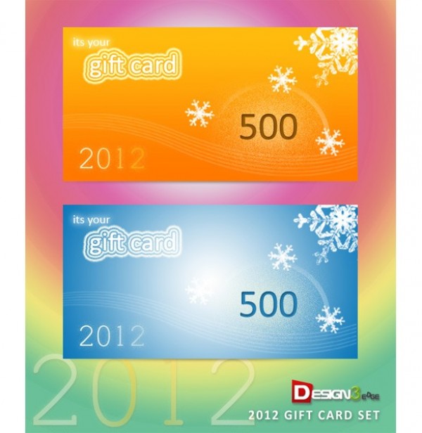 2012 Snowflake Gift Card Sales Elements Set PSD web unique ui elements ui stylish snowflake simple shopping sale quality original orange online store new modern interface hi-res HD gift card fresh free download free elements download detailed design creative clean blue background 2012 gift card 2012   