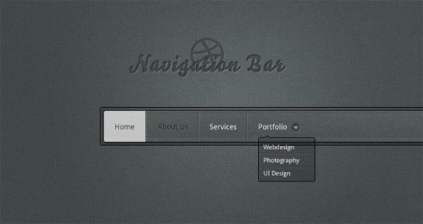 Dark Navigation Menu with Transparent Dropdown PSD web unique ui elements ui transparent stylish quality psd original new navigation menu navigation nav bar nav modern menu interface hi-res HD fresh free download free elements dropdown download detailed design dark creative clean bar   