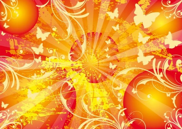 Orange Summer Abstract Vector Background web vector unique ui elements sun summertime summer stylish quality original orbs orange new illustrator high quality graphic fresh free download free download design creative butterflies background abstract   
