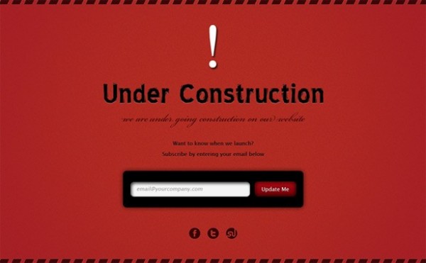 Red Under Construction Page Template PSD web update unique under construction page under construction ui elements ui subscribe stylish red quality psd page original new modern interface hi-res HD fresh free download free form elements download detailed design creative clean   