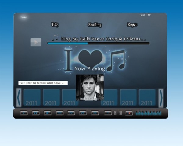 Sleek Music Pad Player Mockup PSD web unique ui elements ui thumbnail stylish slider quality psd original new navigation music player music pad player music pad modern interface icons i love music hi-res HD fresh free download free elements download detailed design dark creative clean buttons album cover album   