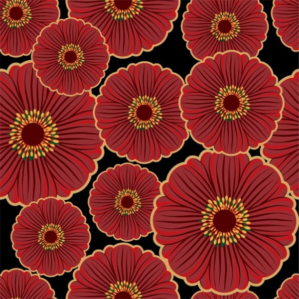 Deep Red Floral Seamless Pattern Vector Background web vector unique ui elements stylish seamless red quality poppy pdf pattern original new jpg interface illustrator high quality hi-res HD graphic fresh free download free flowers floral eps elements download detailed design dark red creative bold background ai   