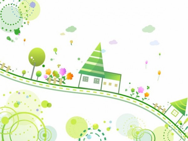 Cartoon Style Country Lane Abstract Background web unique ui elements ui stylish quality picket fence original new modern lane interface house hi-res HD fresh free download free eps elements download detailed design creative countryside country cottage clean balloons background abstract   