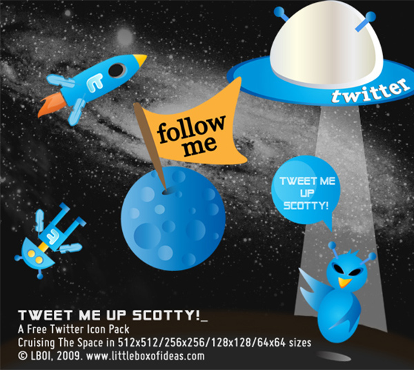 5 Alien Space Star Trek Twitter Icons Set twitter tweet star trek space social set robot icons alien   