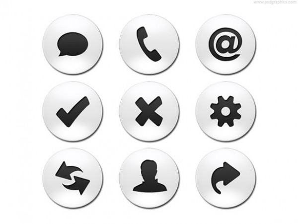 9 Round White Web UI Icons Set PSD yes white web user unique ui elements ui stylish settings set round refresh quality psd original no new modern interface icons icon hi-res HD fresh free download free elements e-mail download detailed design creative clean chat call   