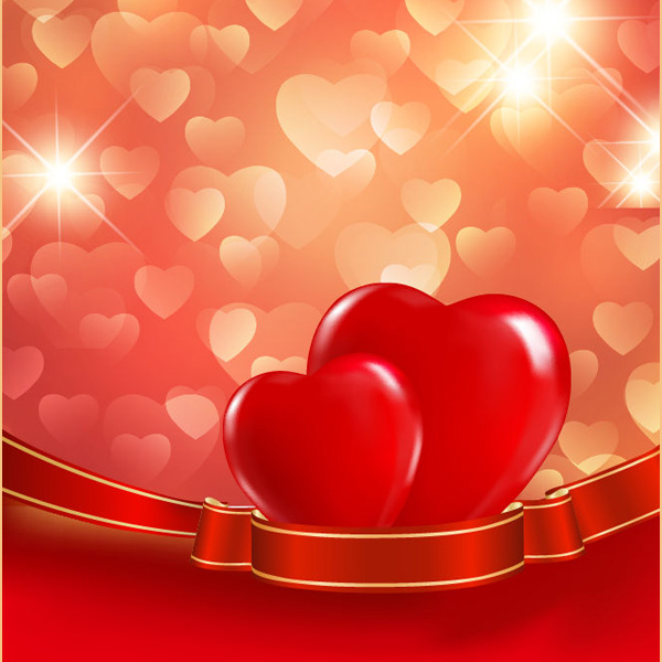 Valentine's Day Bokeh Hearts Background vector valentines card valentines background valentine's day romantic ribbon banner red love hearts free download free card bokeh   