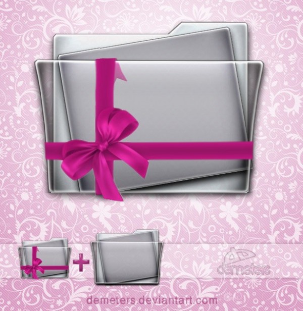 Deluxe Documents Folder Icon with Ribbon PNG web unique ui elements ui stylish simple silver ribbon quality png pink bow original new modern interface icons icon hi-res HD grey fresh free download free folder elements download documents detailed design creative clean bow   