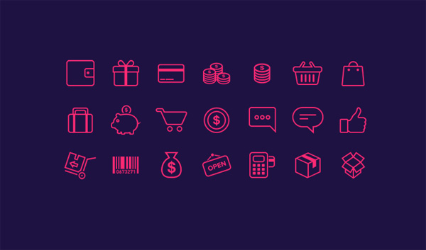 21 Pink Ecommerce Icons Set ui elements ui shopping cart pink icons pink money icons icon free download free financial ecommerce e-commerce icons banking   