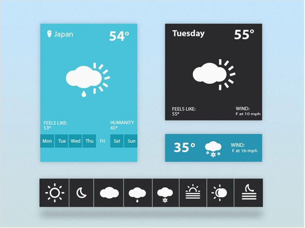 Weather Widget UI & Icons Pack windows 8 weather widget weather icons weather ui elements metro interface icons free download free forecast download   