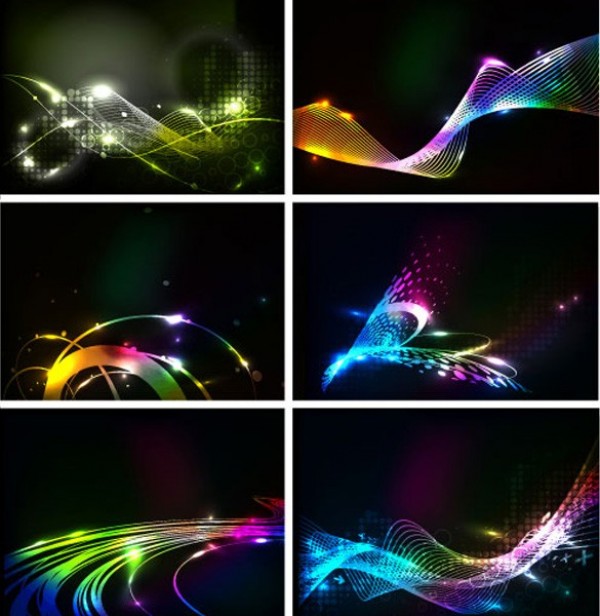 6 Dynamic Light Shows Vector Backgrounds web waves vector unique swirls stylish quality original light show light illustrator high quality graphic fresh free download free electric dynamic download display design creative colors. black background   